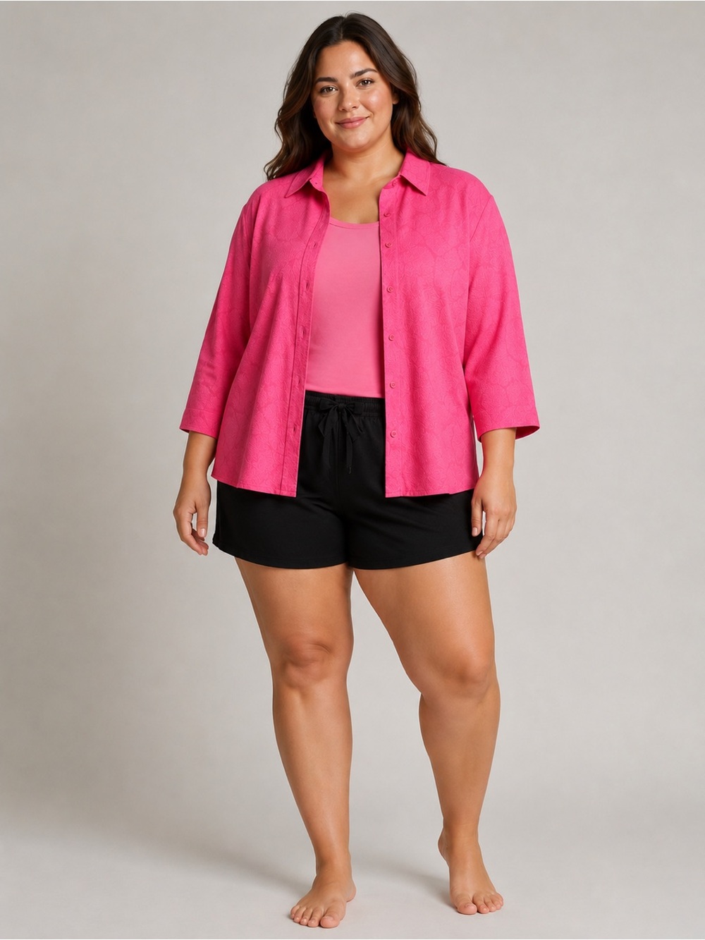 Alfred Dunner Size 16 NWT 2 Piece Pink Button Down Top set with Tank Plus Size